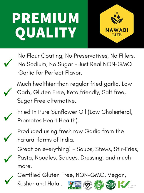 100% 8oz Fried Garlic | Natural (Non-GMO) | Gluten Free | KETO Friendly | No Sodium | Low Carb | Resealable Bag | | By
