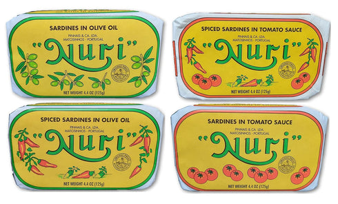 Nuri Portuguese Sardines Variety Pack | 4 Pack Bundle | One of Each