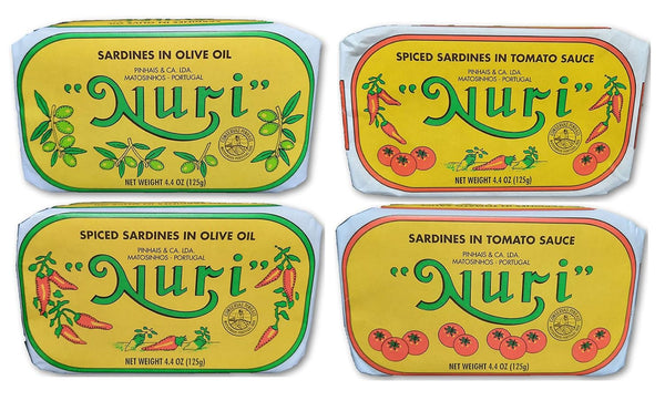Nuri Portuguese Sardines Variety Pack | 4 Pack Bundle | One of Each