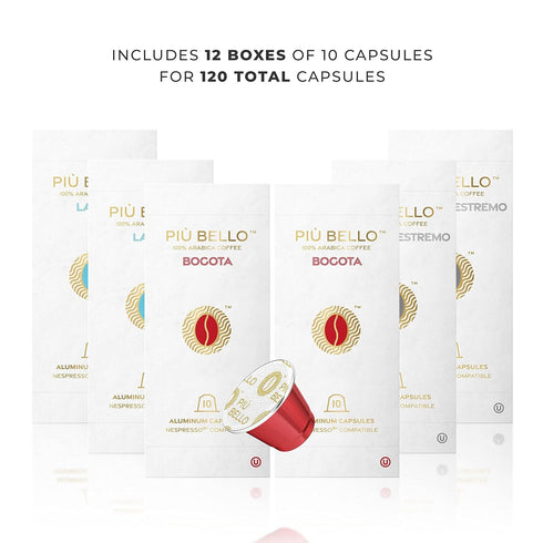 Pack 3 (3-Flavor Multipack, 120 Count) Piu Bello Espresso Coffee Pods for Nespresso Original Machines Variety