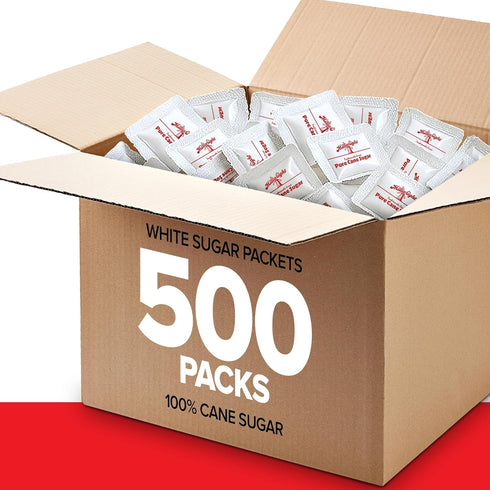 Packets, 500 Count Packets Packs Bulk Sugar - Individual Servings of White Sugar for Coffee and Tea, Granulated Sugar