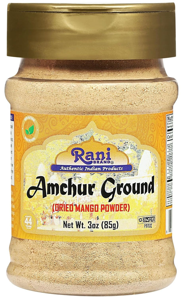 Rani Ground Amchur (Mango) Powder Spice, 3oz (85g) PET Jar, All Natural | Indian Origin | No Color | Gluten Friendly