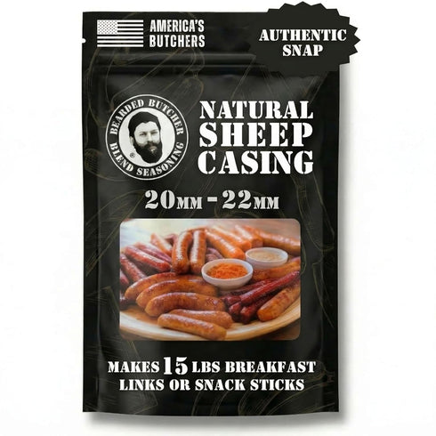 Bearded Butchers Natural Sheep Casings 20-22mm All-Natural Sausage Casings for Homemade Snack