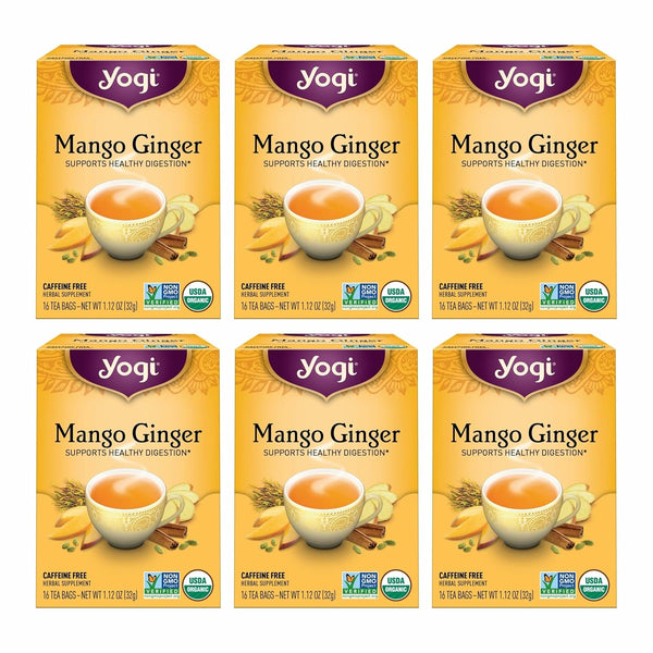 Yogi Tea Mango Ginger Tea - 16 Tea Bags per Pack (6