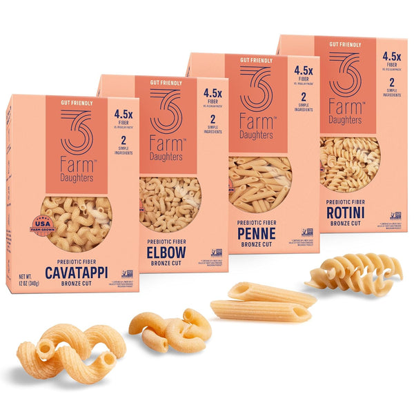 3 Farm Daughters High Fiber Pasta Variety Pack, Includes Penne, Elbow, Rotini