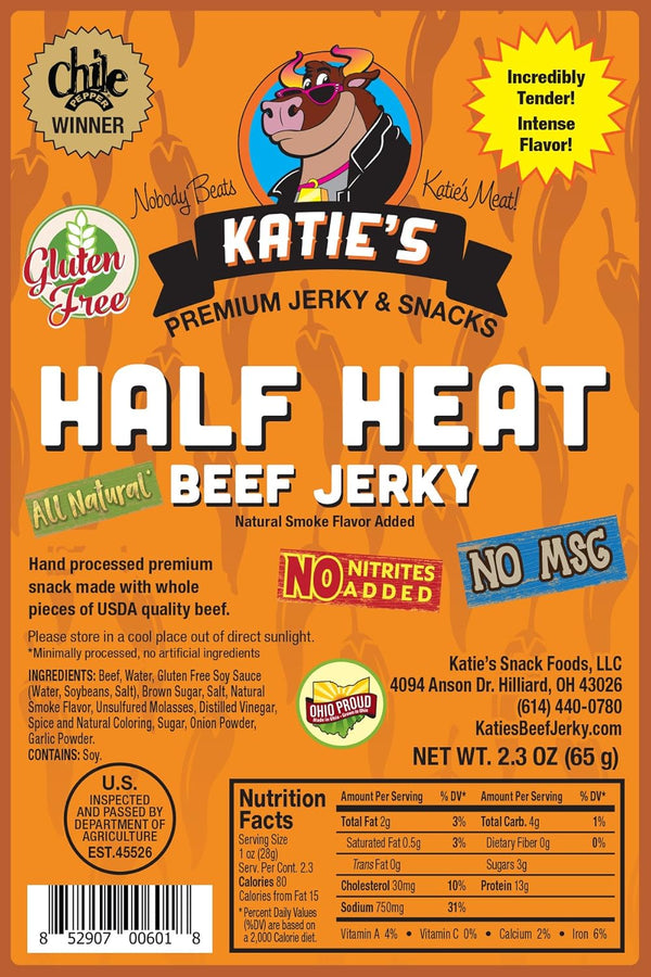 Katie's Beef Jerky - Spicy Beef Jerky, flavored snacks meat snacks, Gluten