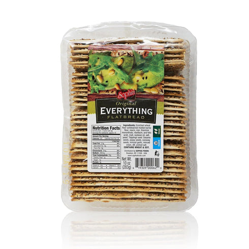 10oz (4-pack) Sophia Flatbread Crackers - Original Everything | Everything Seasoning Flatbread with Seeds | Gourmet