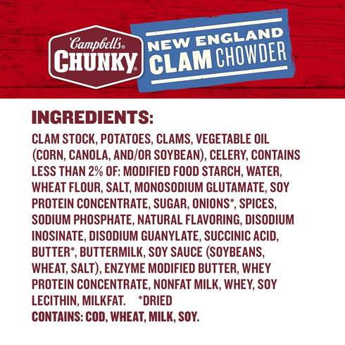 16.3 Oz Campbells Chunky Soup, New England Clam Chowder, Can