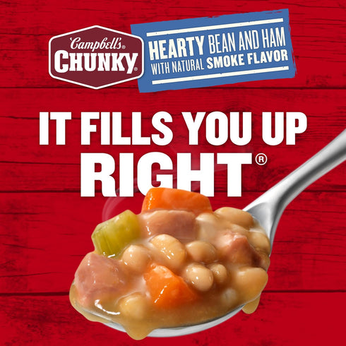 19 Oz Campbells Chunky Soup, Hearty Bean Soup With Ham, Can
