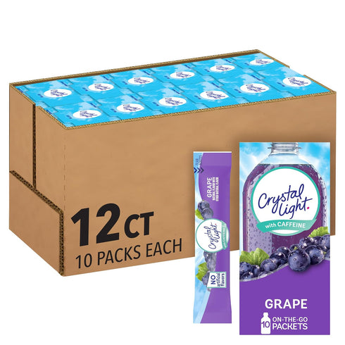 Crystal Light Drink Mix with Caffeine, 120 Packets, for Convenient On-the-Go Flavorful