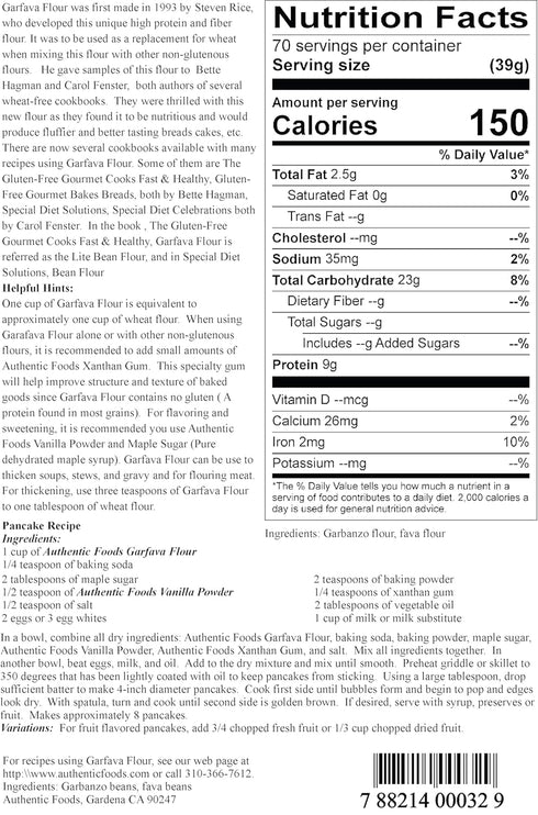 Authentic Foods 6 lb Garfava Flour