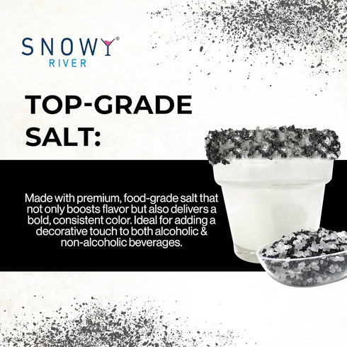 Rimmer, Rimming, (80oz Snowy River Blackn White Sugared Salt Blend - Naturally Colored Margarita Salt with Sugar