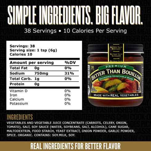 38 8 oz Better Than Bouillon Premium Seasoned Vegetable Base, Makes Cups of Broth