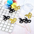 48 Pieces Masquerade Mask Cupcake Toppers, Black Gold Glitter for Bachelorette Party, Mardi Gras Cake Decorations