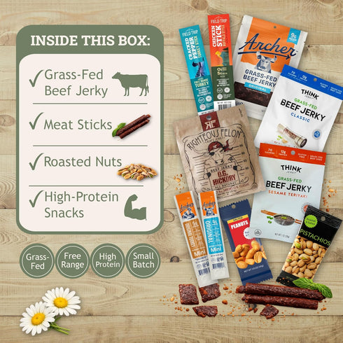 Jerky Easter Basket Prefilled Gift Box with Jerky, Meat Sticks & Nuts, High Protein Snacks for Teens and Adults