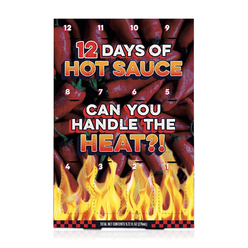 12 Pack Set Days of Hot Sauce Variety Gift with Habanero, Chipotle, Garlic, and Chili Sauce Made with Hot Peppers