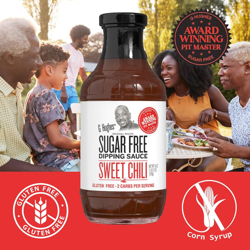 18 oz (3 Pack) G Hughes Sugar Free, Sweet Chili Sauce - Gluten Free Dipping Sauces, Sugar Free Sauce, No Sugar Hot