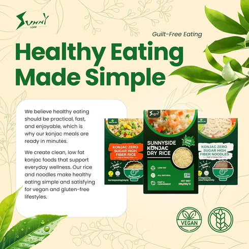 1 Pack Sunnyside Konnyaku Shirataki Dry Rice Vegan Konjac Alternative & Rice Substitute, Low Fat, Gluten Free, Instant