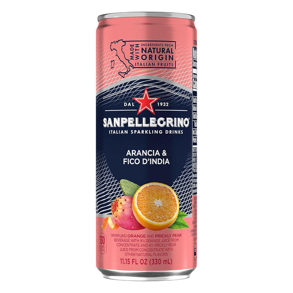 Sanpellegrino Prickly Pear and Orange Sparkling Fruit Beverage, 11.15 fl oz. Cans