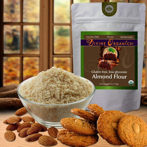 6 oz (Pack 2) Organic Almond Flour Powdered Gluten Free Low Glycemic Non-GMO by Divine Organics