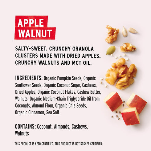 (3 8oz Purely Elizabeth Apple Walnut Keto Granola, Made with Nuts and Seeds, Grain-Free, Gluten-Free, Non-GMO Ct, Bags)