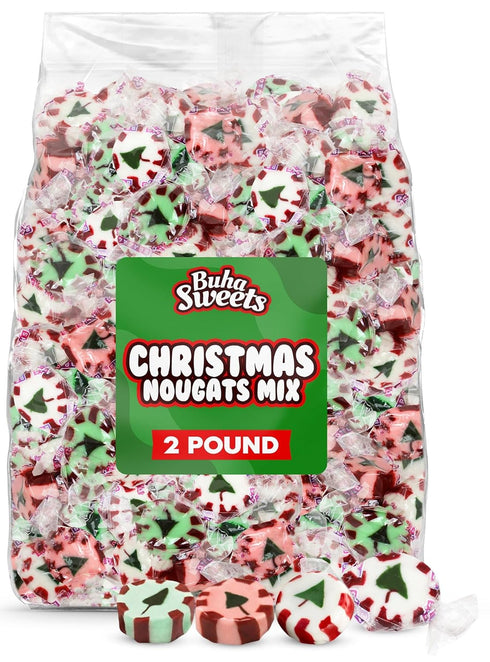 Buha Sweets Bulk Christmas Nougats Candy Mix 2 lb Bulk - Handmade Soft &