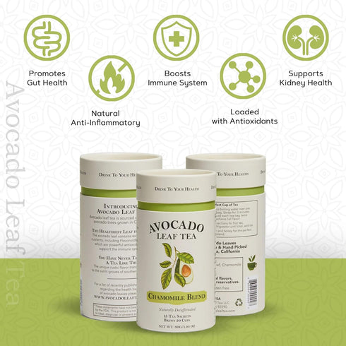 Avocado Leaf/Chamomile Tea – Caffeine-free Herbal Tea | Immune Support | 15 Tea Bags (30 Servings)