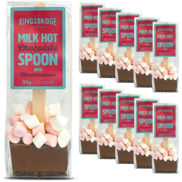 Kingsbridge Chocolate Kingsbridge Hot Chocolate Spoons - Belgian Milk Choc & Marshmallows, 10 Pack