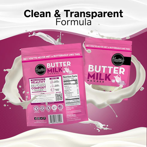 (12oz) Healthier Comforts Premium Cultured Buttermilk Powder | Kosher, Gluten Free, Non-GMO | Pancakes, Biscuits, Salad