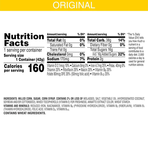 8 (12 Kellogg's Corn Pops Cold Breakfast Cereal Cups, Vitamins and Minerals, Kids Snacks, Original Cups)