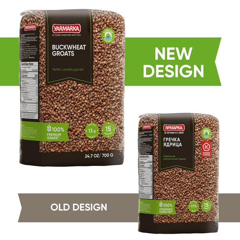 24.7 oz (700 Yarmarka Toasted Buckwheat Groats (Kasha) g) Roasted Whole Grain, Traditional Eastern European Style