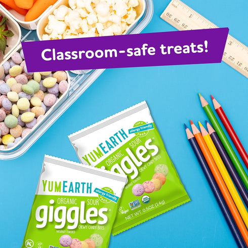 YumEarth Organic Sour Giggles Chewy Candy - Allergy Friendly, Non GMO, Gluten Free, Vegan, 0.5 Ounce (Pack of 10)