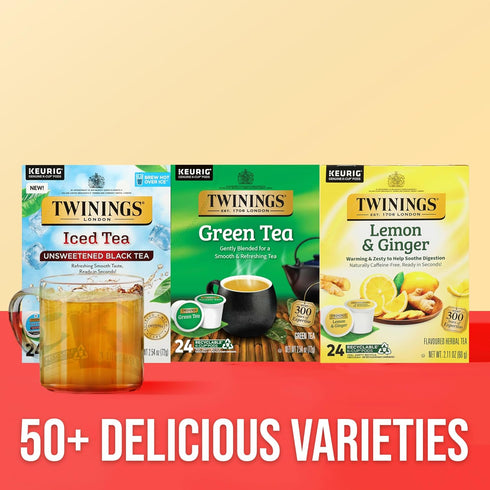 24 Count (Pack 1), Twinings Green Tea K-Cup Pods for Keurig, of Smooth Flavour, Enticing Aroma, Caffeinated, Enjoy Hot