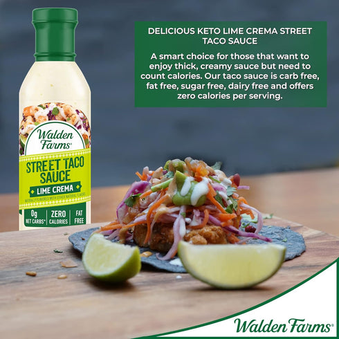 Walden Farms Lime Crema Street Taco Sauce, 12oz Bottle (2 Pack), Vegan & Keto Friendly