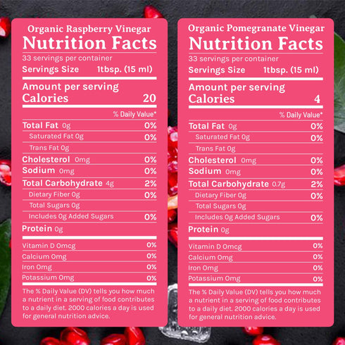 100% 16.9 Oz (Pack 2) De La Rosa Organic Raspberry & Pomegranate Vinegar, Raw & Unfiltered, Vegan, Gluten Free
