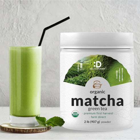 DEAL SUPPLEMENT 2 lb (907g) Organic Matcha Green Tea Powder, | First Harvest, Culinary Grade | Japanese Sourced Cafe