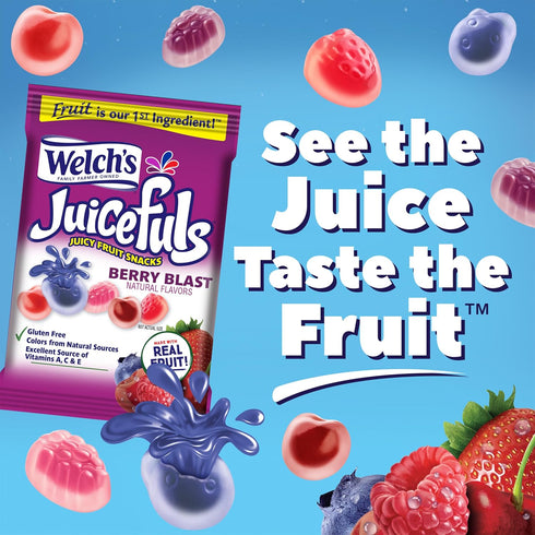 Pack, 1 oz (Pack 14) Welch's Juicefuls Juicy Fruit Snacks, Berry Blast & Island Splash, Fruit Gushers, Bulk Individual