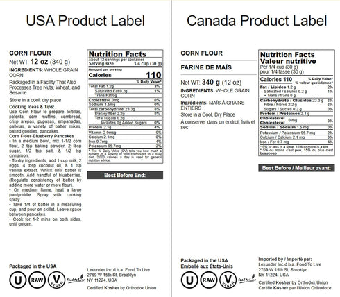 12 Food to Live Corn Flour, Ounces - Made from Whole Grain, Finely Ground Meal, Vegan, Kosher, Bulk, Great for Cooking