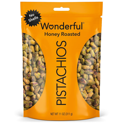 Wonderful Pistachios No Shells, Honey Roasted Nuts, 11 Ounce Resealable Bag, Protein