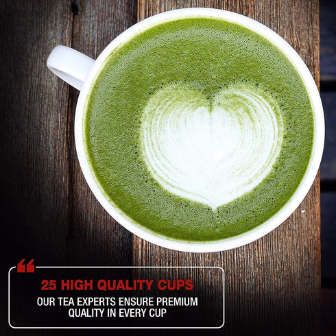 Tipson Organic Matcha Green Tea - Masala Chai Flavor, 25 Foil Enveloped Double Chambered Bags - Keto/Paleo