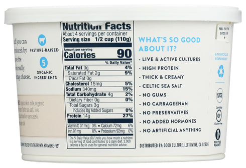 by Good Culture 2%, 16Ounce Good Culture, Organic Low Fat Cottage Cheese - Classic