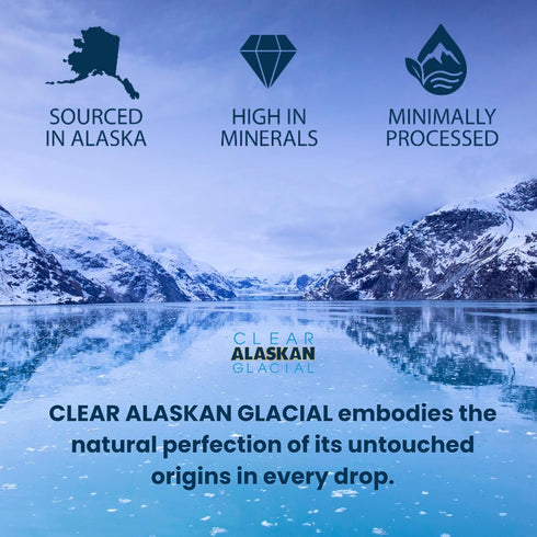 23.7 Oz (700 ml) Pack 12 Clear Alaskan Fresh Glacier Water - Naturally Alkaline Glacial Water, rich in Minerals
