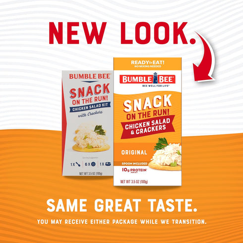 Pack 10g (Pack 12) Bumble Bee Snack On The Run! Protein Snack - Original Chicken Salad with Crackers - Protein per Box