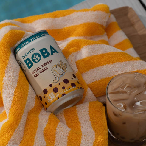 10.5 Oz, Pack 12 No.1 DaoHer Royal Assam Oat BOBA Vegan Bubble Milk Tea Drink Premium Ready-to-Drink Canned Bubble Tea