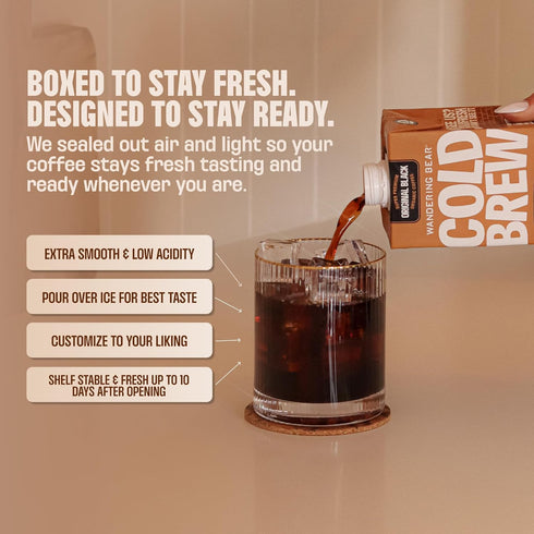 32 oz, 3 pack Wandering Bear Decaf Cold Brew Coffee - Bold, Smooth, No Sugar Added, Shelf-Stable, Ready to Drink