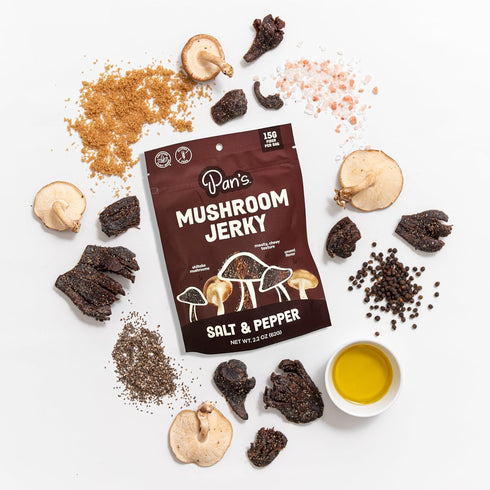 Pan's Mushroom Jerky, Organic Vegan Snacks, Dried Shitake Mushrooms, Gluten Free, 2.2 Ounce Pack