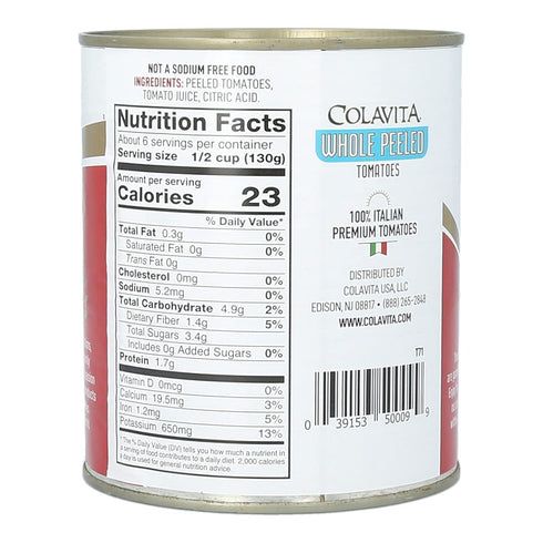 Pack 6 (28 COLAVITA Whole Peeled Tomatoes of Ounce) Can