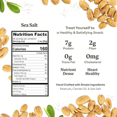 25 oz (1 Pack) 3 7g Belmont Peanuts Gourmet Sea-Salted Virginia Peanuts, Only Simple Ingredients, No Preservatives