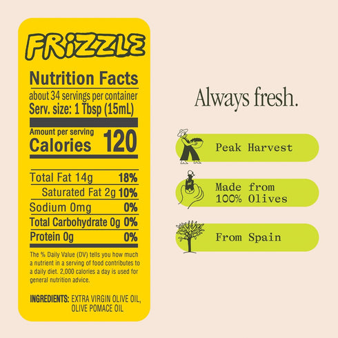 16.9 Oz (500ml) Graza Drizzle Extra Virgin Olive Oil, Finishing Oil - High Polyphenol Early Harvest EVOO Finishing Oil
