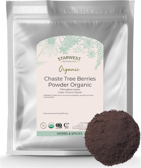 Starwest Botanicals Chaste Tree Berries Powder Organic - Dried Herb for Chasteberry